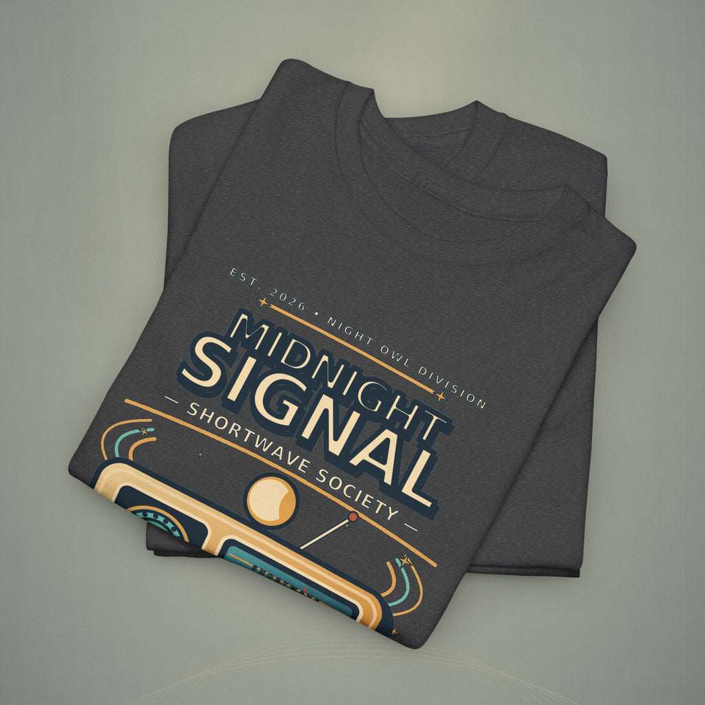 Midnight Signal Shortwave Society Tee | Vintage Ham Radio Operator Graphic Shirt | Gildan 5000
