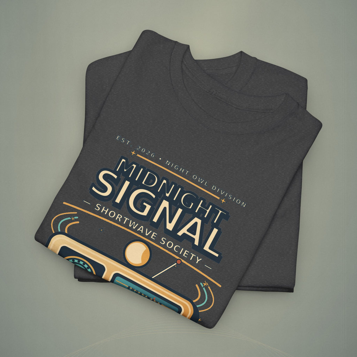 Midnight Signal Shortwave Society Tee | Vintage Ham Radio Operator Graphic Shirt | Gildan 5000