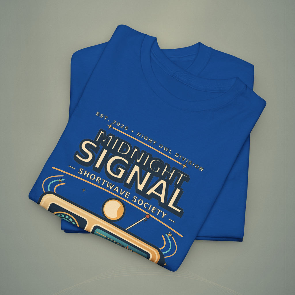 Midnight Signal Shortwave Society Tee | Vintage Ham Radio Operator Graphic Shirt | Gildan 5000