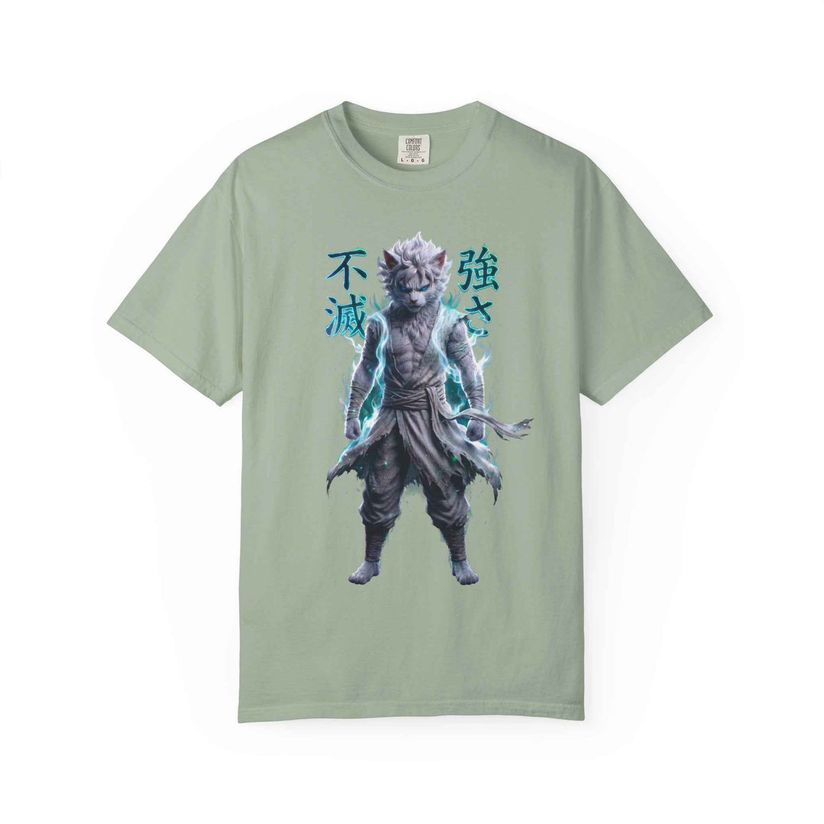 Cyberpunk Cat Warrior Graphic Tee - Harajuku Style, 100% Cotton Premium Tee