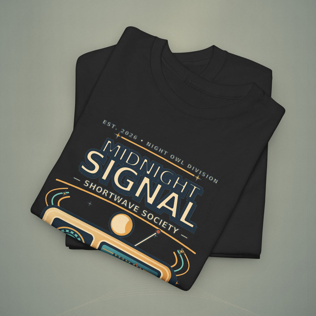 Midnight Signal Shortwave Society Tee | Vintage Ham Radio Operator Graphic Shirt | Gildan 5000