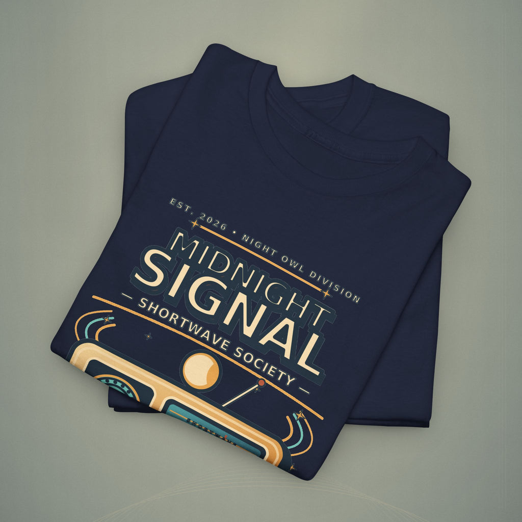 Midnight Signal Shortwave Society Tee | Vintage Ham Radio Operator Graphic Shirt | Gildan 5000