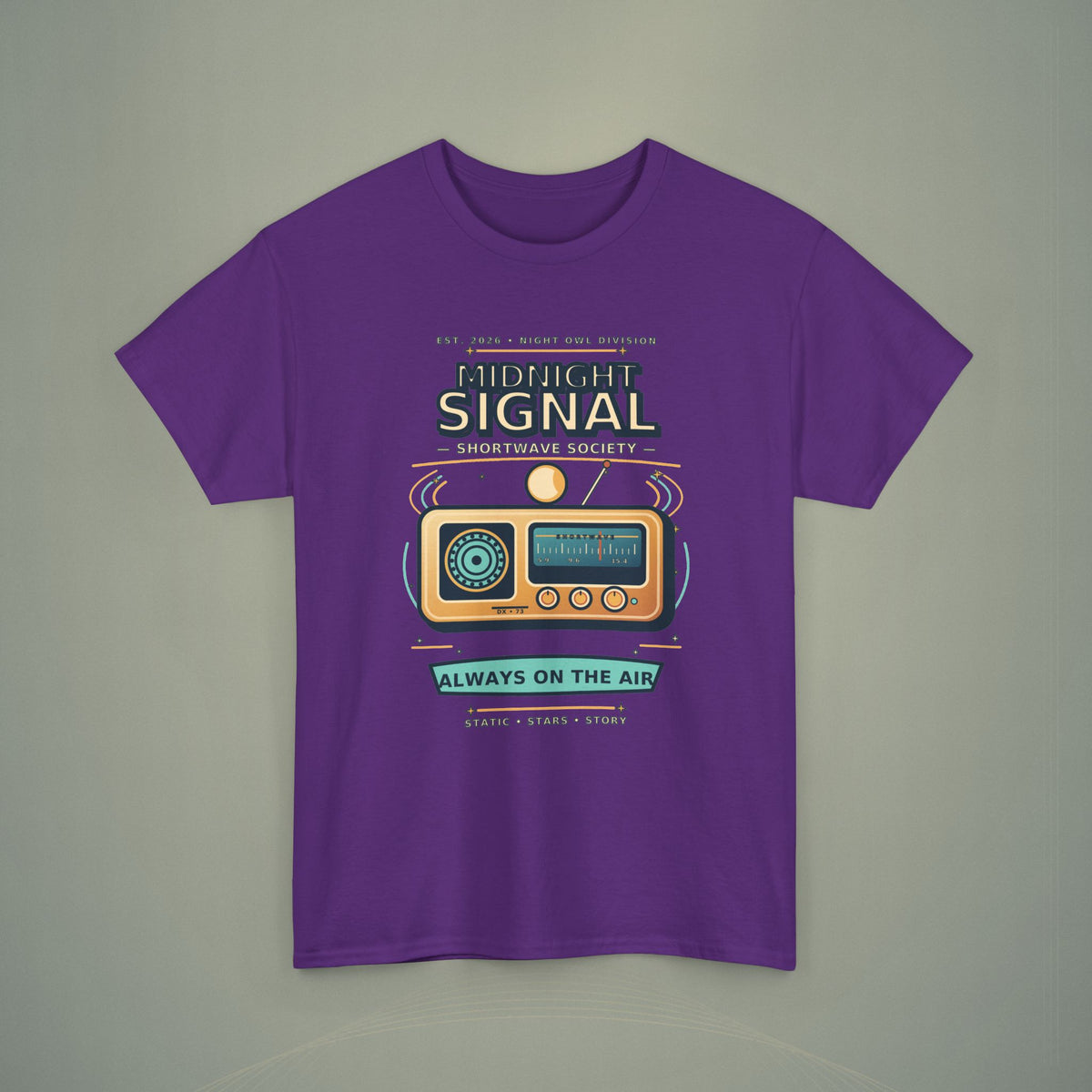 Midnight Signal Shortwave Society Tee | Vintage Ham Radio Operator Graphic Shirt | Gildan 5000