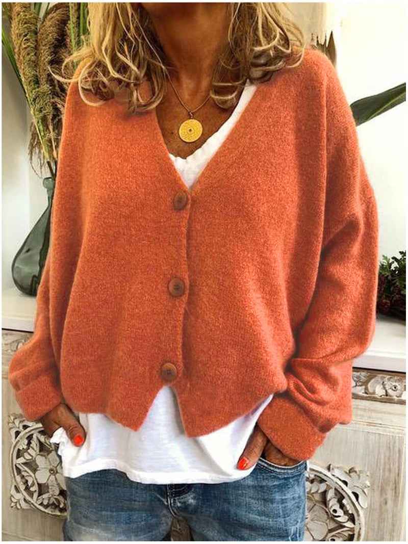 Women's Lightweight Solid Color Cardigan Sweater - European Sizes