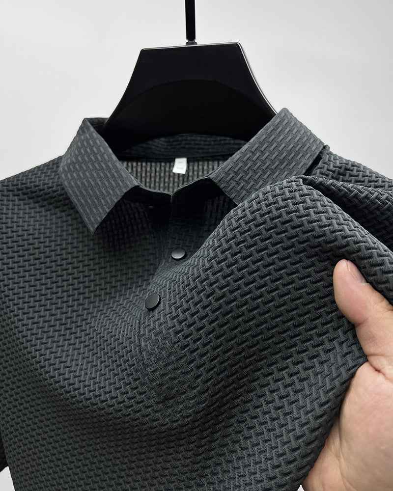 Men's Lightweight Ice Silk Mesh Knit Polo Shirt - Breathable Urban Streetwear