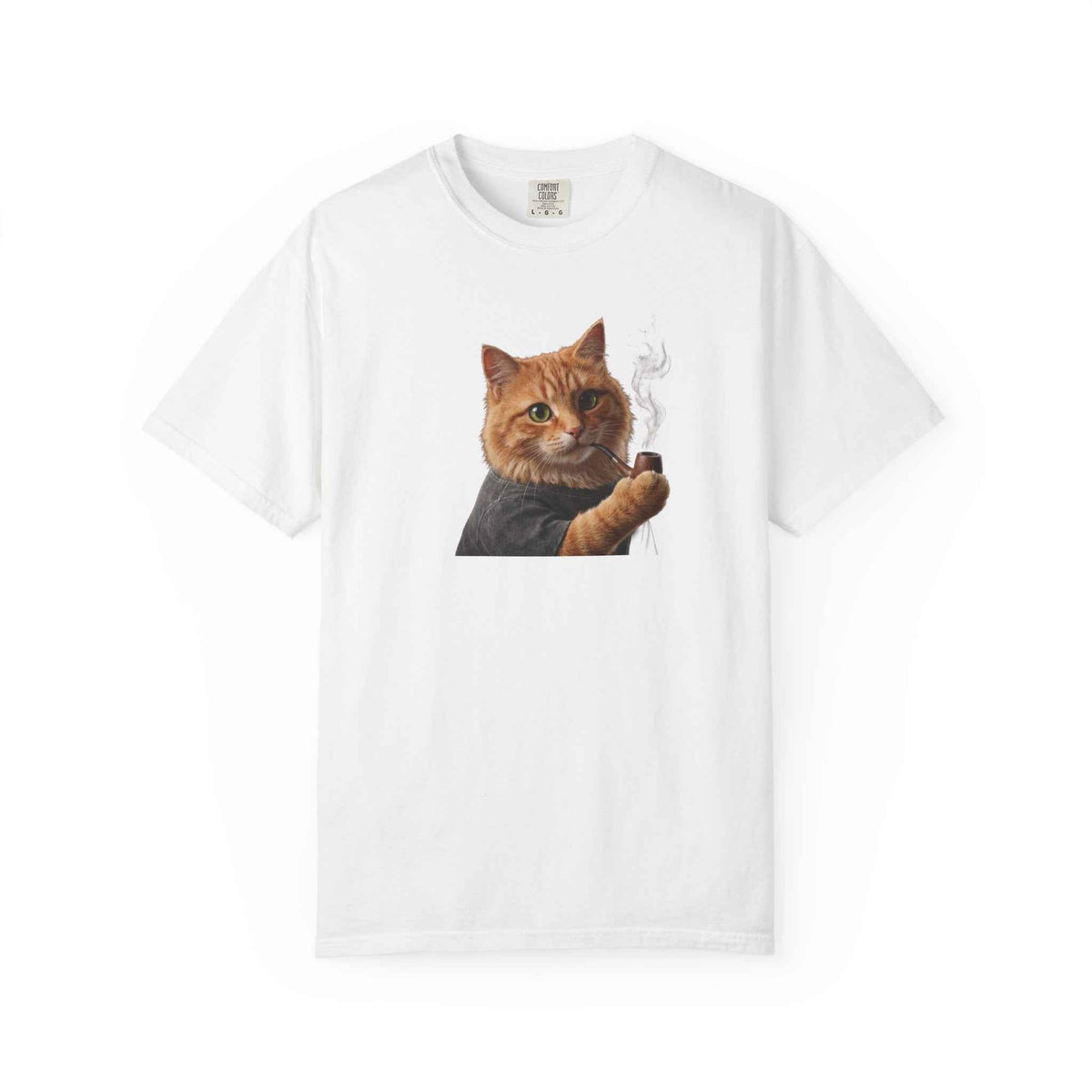 Funny Orange Cat Smoking Pipe Graphic Tee, Harajuku Streetwear, Cozy Kitten
