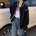 Korean Simple Round Neck Baseball Jacket