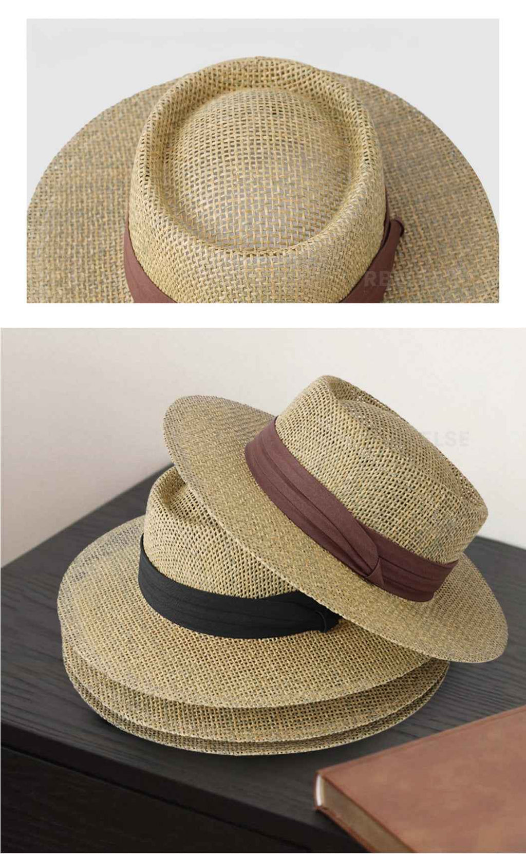 Women's Old Money Style Hollow Flat-top Straw Hat, Summer Versatile Sun Hat For Vacation, Beach & Seaside Sun Protection Straw Fedora