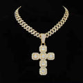13mm Soccer Football Cross Pendant with Diamonds - Statement Necklace