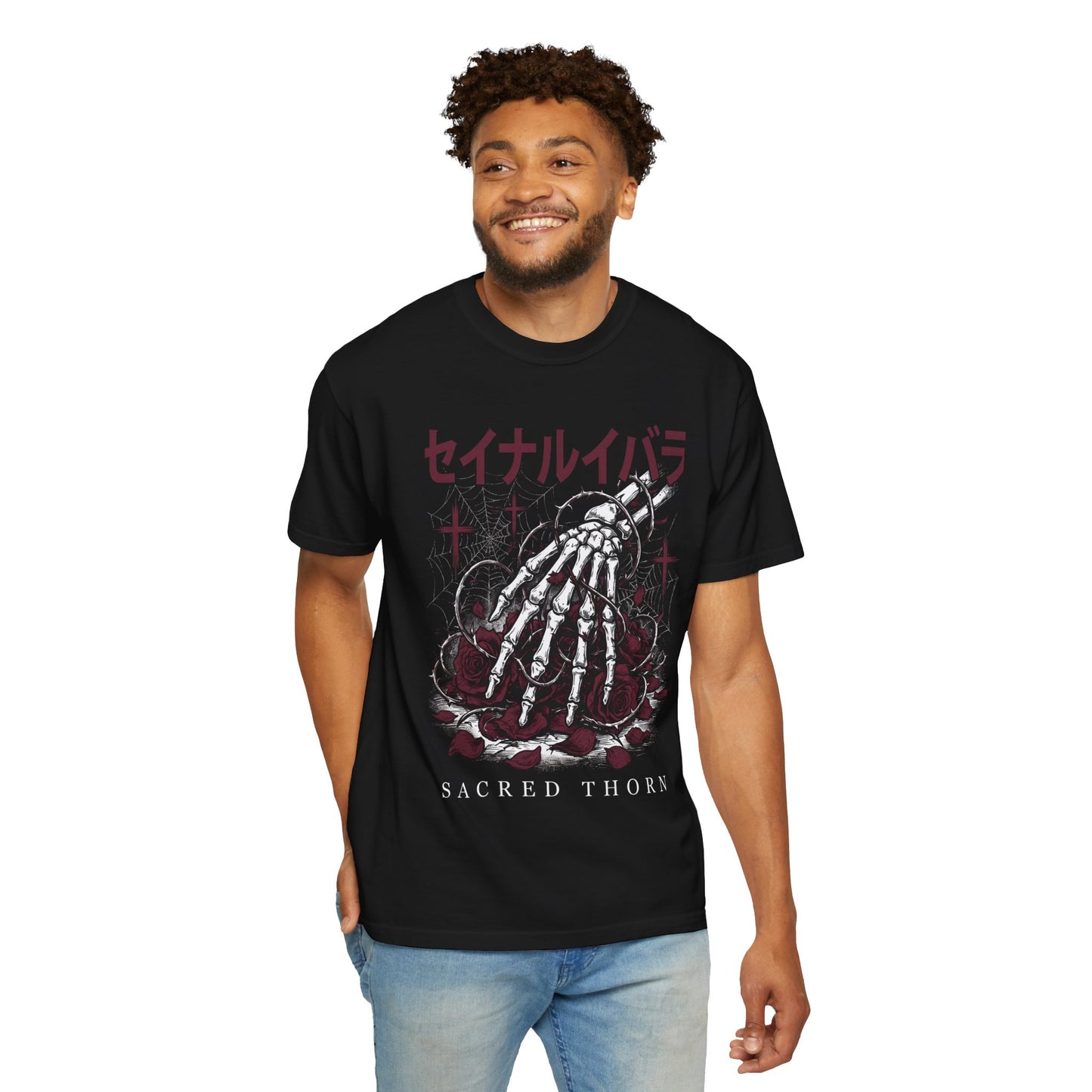T-Shirt — Sacred Thorn Skeleton Hands Graphic Tee (セイナルイバラ)