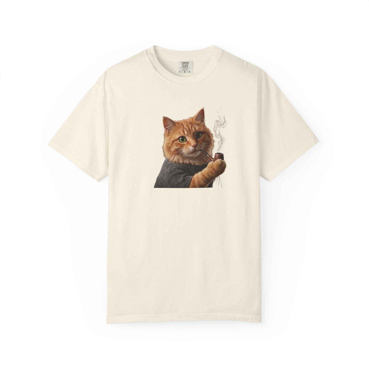 Funny Orange Cat Smoking Pipe Graphic Tee, Harajuku Streetwear, Cozy Kitten