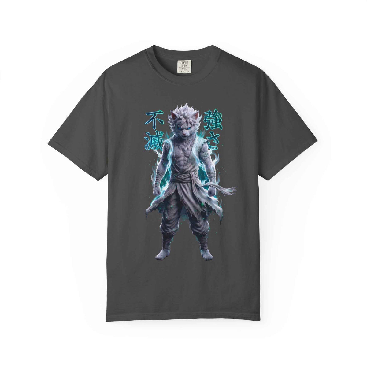 Cyberpunk Cat Warrior Graphic Tee - Harajuku Style, 100% Cotton Premium Tee