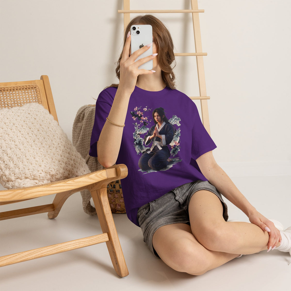 Japanese Aesthetic Kunoichi Sakura Graphic T-Shirt Anime