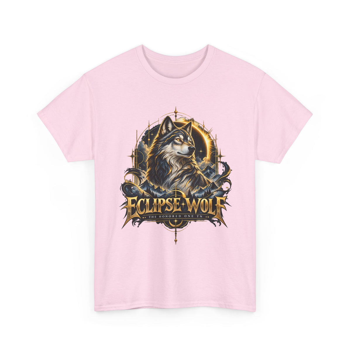 Eclipse Wolf Graphic Tee | Celestial Wolf Streetwear | Gildan 5000