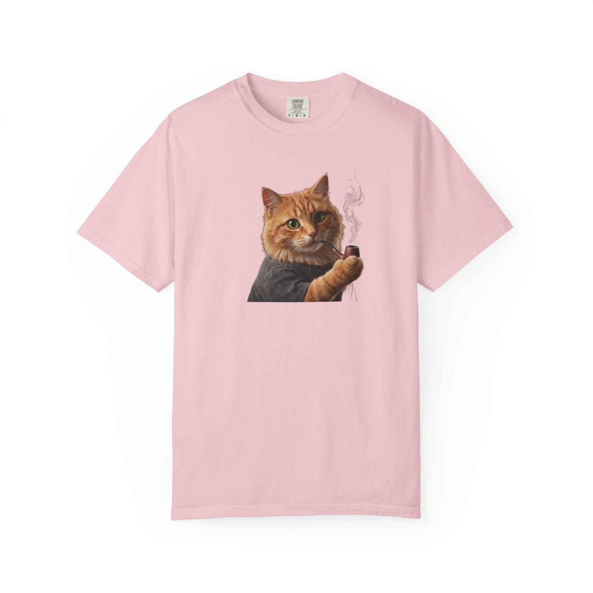 Funny Orange Cat Smoking Pipe Graphic Tee, Harajuku Streetwear, Cozy Kitten