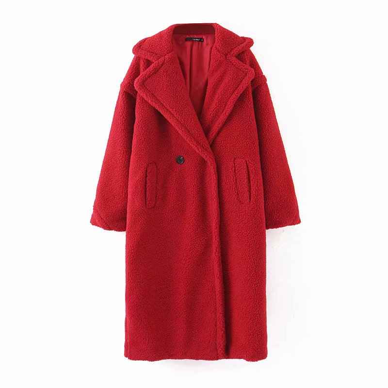 Mid-length lamb fur coat trench coat