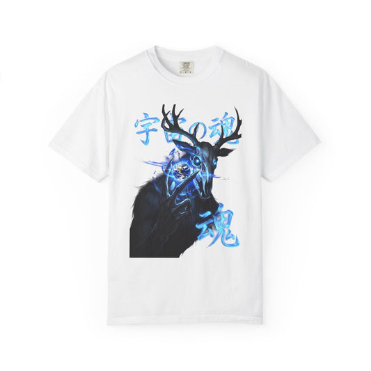 Y2K Cyberpunk Cosmic Skull T-Shirt Blue Neon Energy Aura Unisex Harajuku Style Streetwear Comfort Colors 1717 Graphic Tee