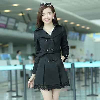 Slim-fit double-breasted trench coat coat