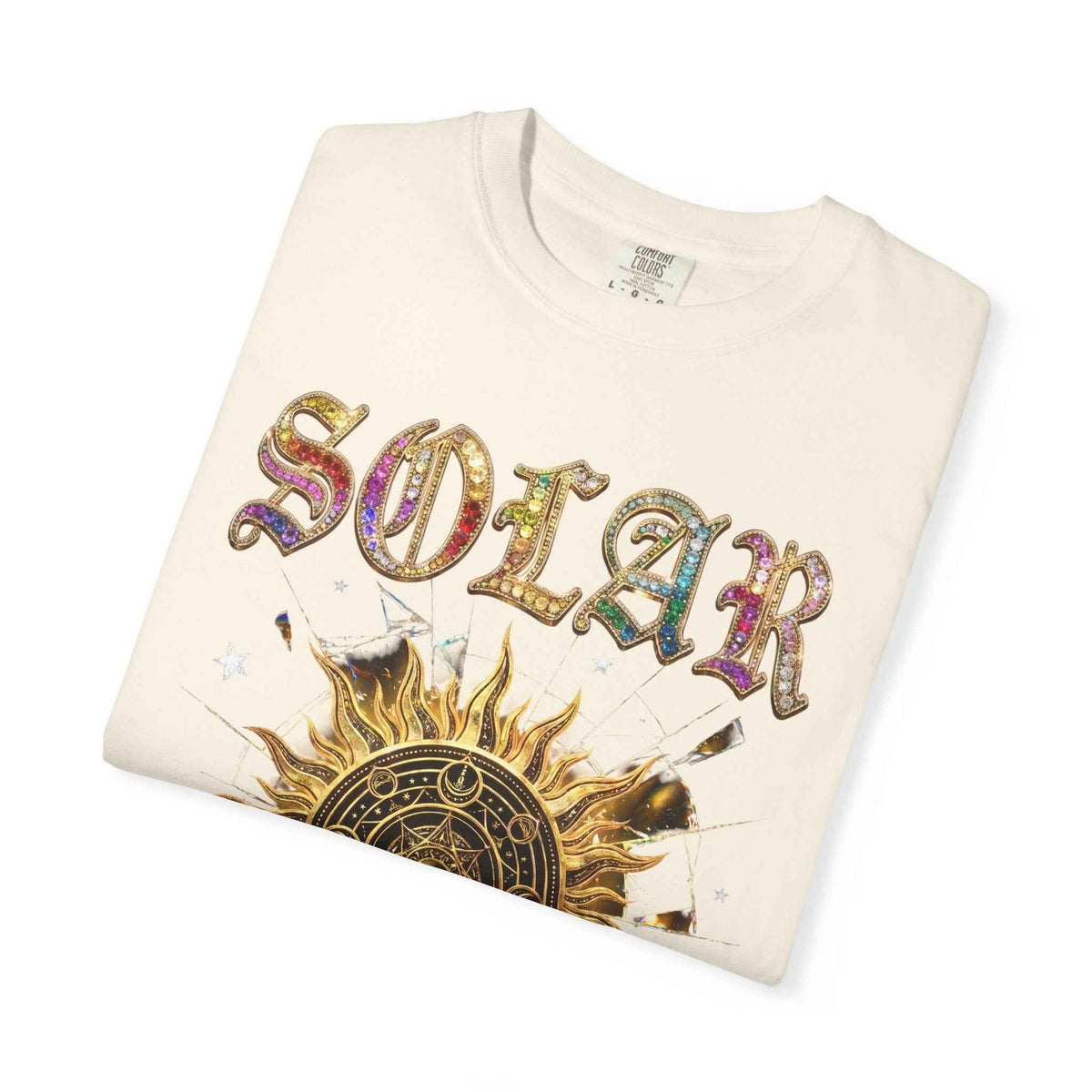 Vintage Sun Print Graphic T-Shirt - Retro Solar Symbol Design