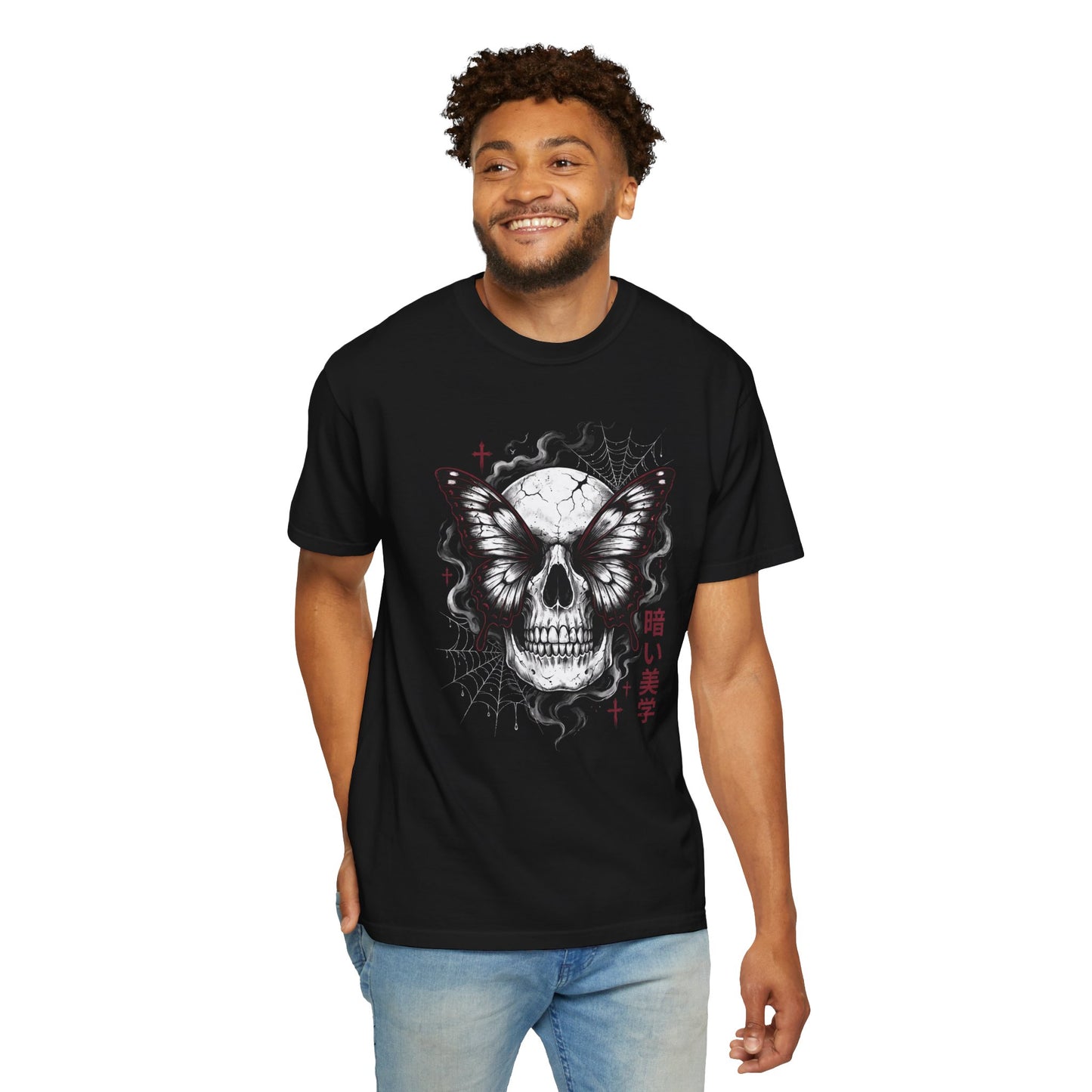 Skull Butterfly T-Shirt — Dark Aesthetic "暗い美学" Graphic Tee