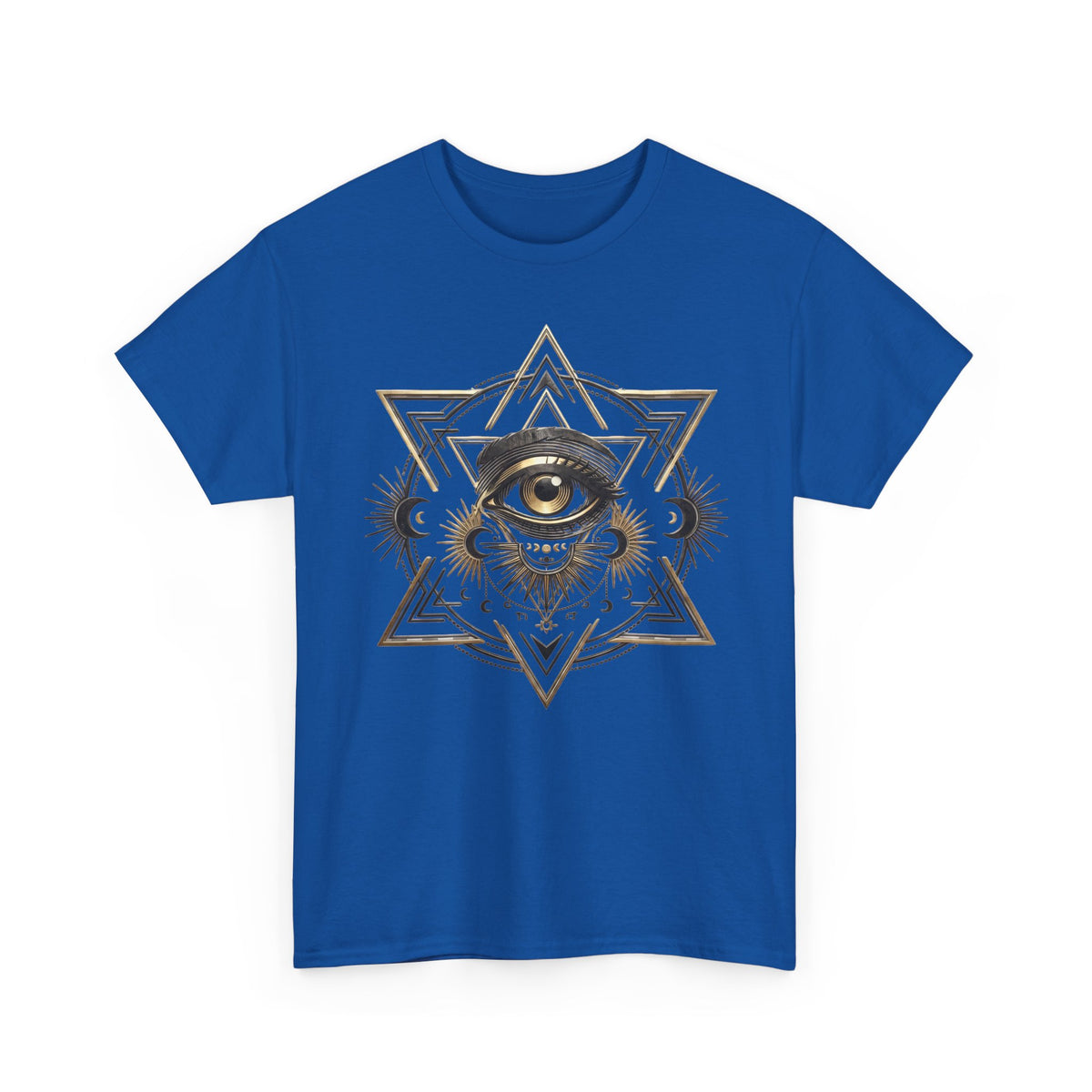 T-Shirt mit mystischem Auge und heiliger Geometrie – Schwerer Baumwoll-Streetwear