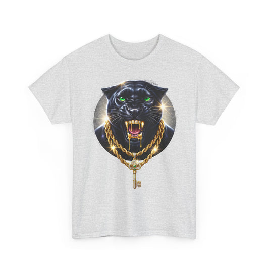 Luxus Black Panther Goldkette & Schlüssel T-Shirt