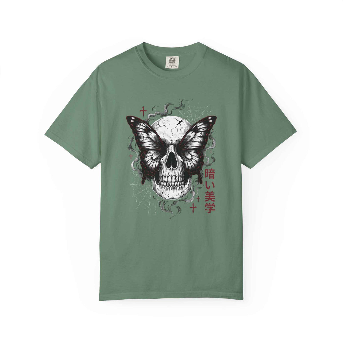 Dark Skull Butterfly Graphic Tee: Elegant & Comfortable