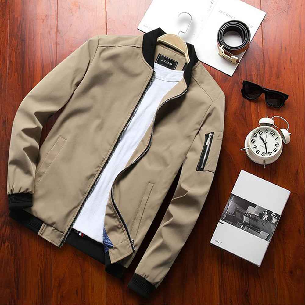 Vintage Slim Fit Bomber Jacket, Urban Streetwear
