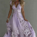 Purple SWEET Printed Women's Dress - Soft Polyester & Versatile Sizes