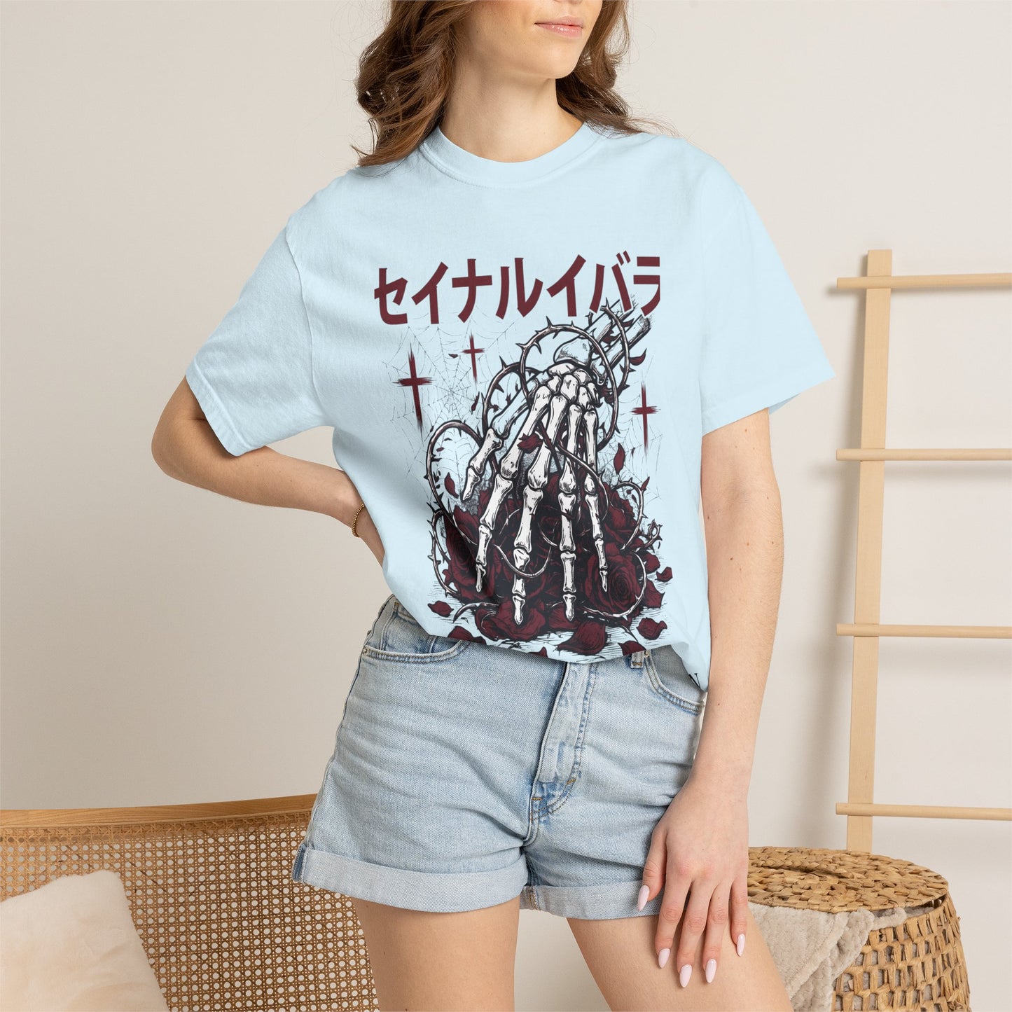 T-Shirt — Sacred Thorn Skeleton Hands Graphic Tee (セイナルイバラ)