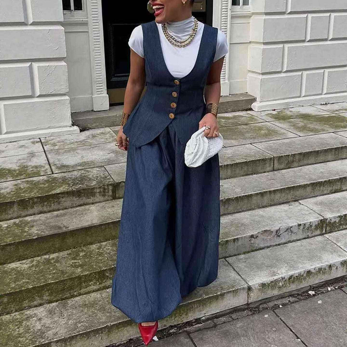 Retro Loose-Fit Denim Suit Set - Women's Two-Piece Outfit