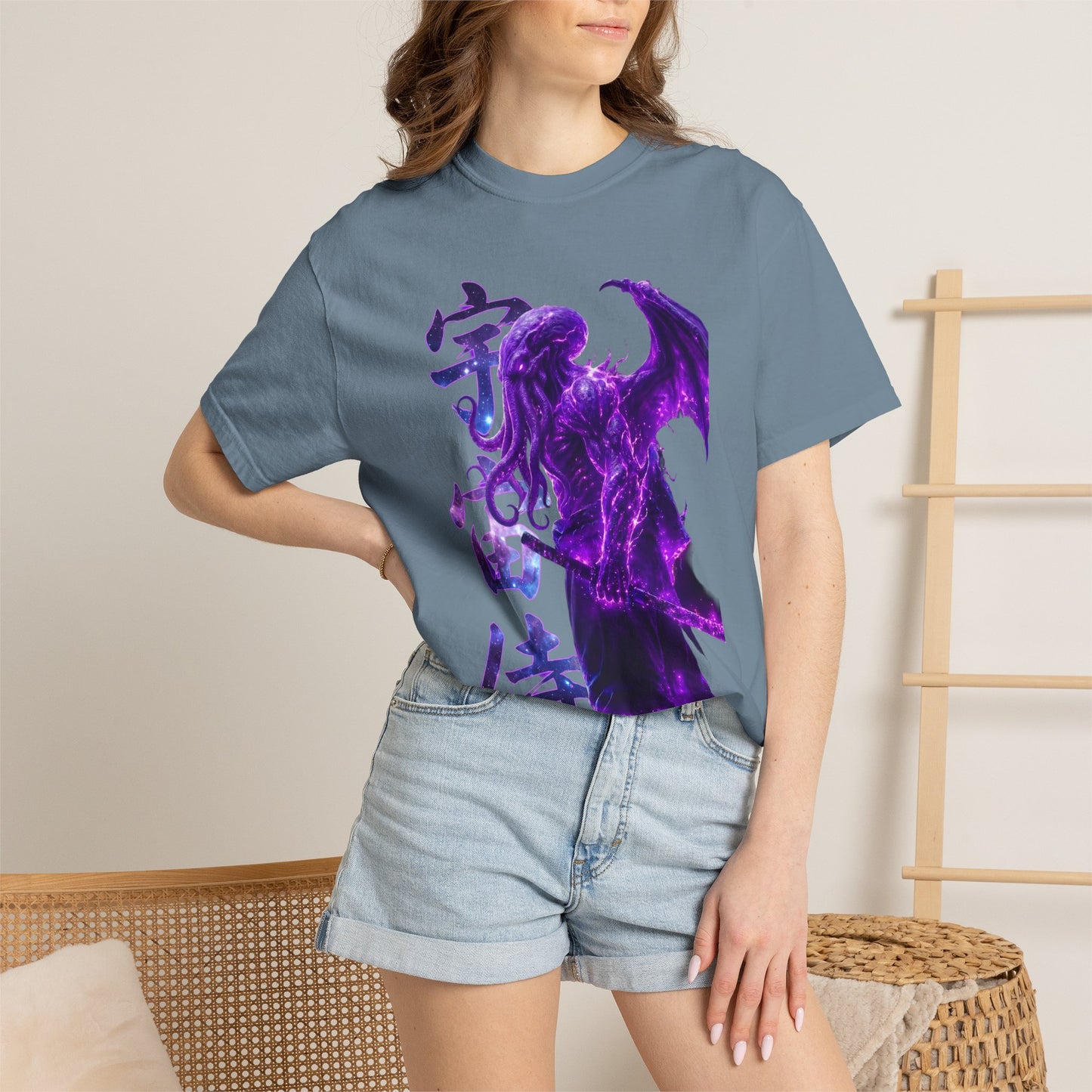 Purple Galaxy Monster Shirt Japanese Aesthetic T Shirt Cosmic Horror Graphic Tee Harajuku Streetwear Comfort Colors 1717 Apparel
