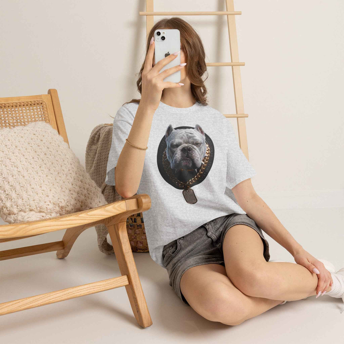 Bulldog Chain Shirt: 'Dog Tag' Graphic Tee for Dog Lovers