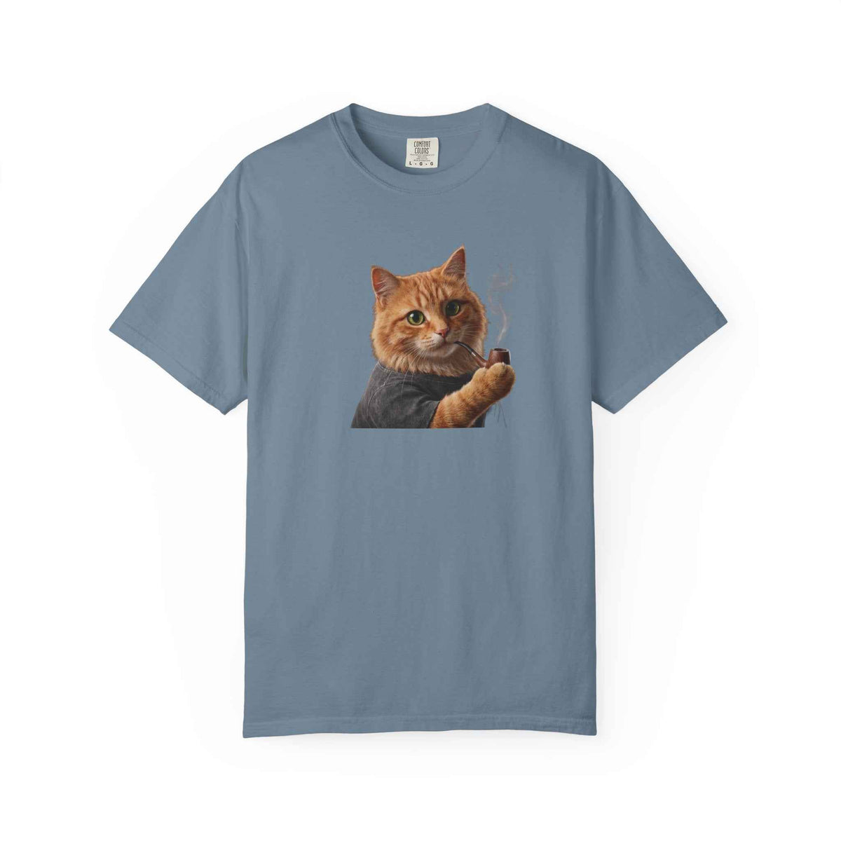Funny Orange Cat Smoking Pipe Graphic Tee, Harajuku Streetwear, Cozy Kitten