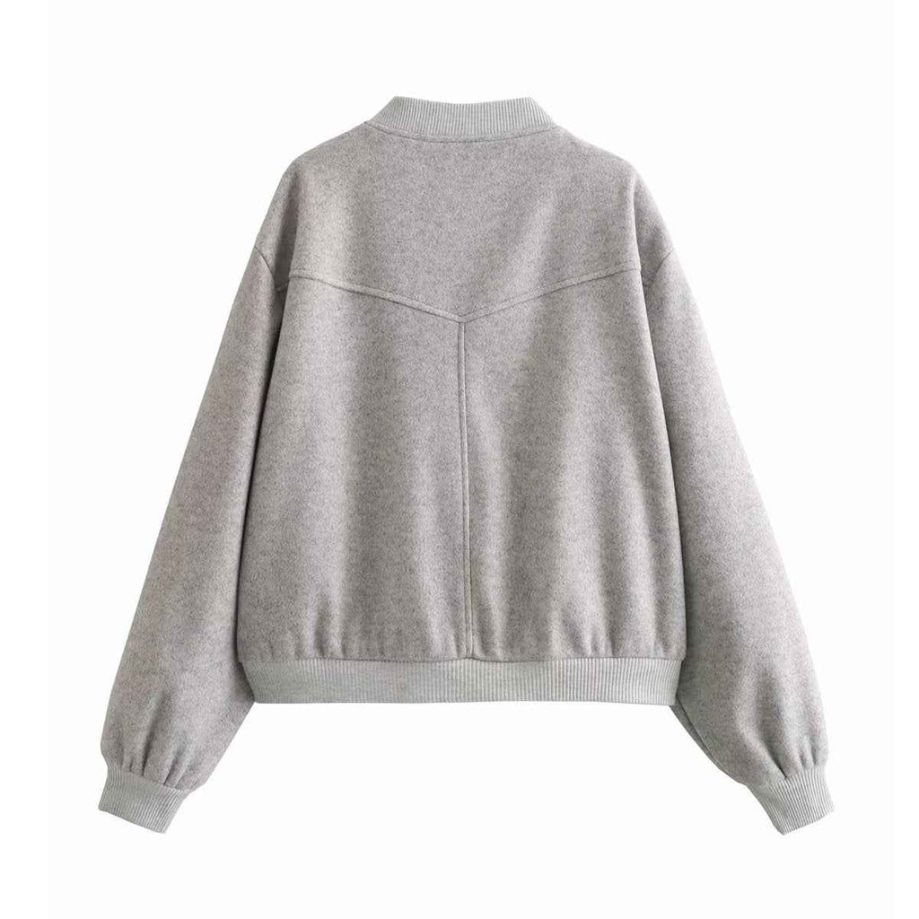 Women's Casual Long-sleeved Soft Short Bomber Jacket