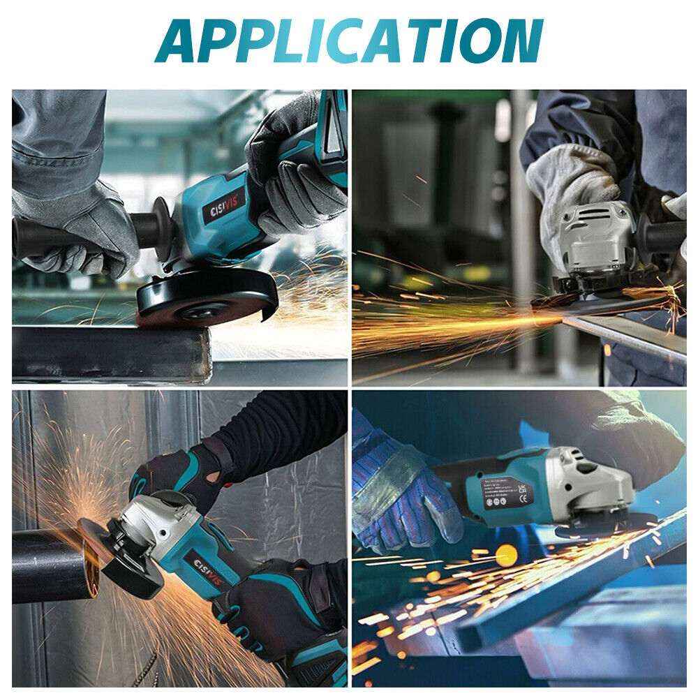 Cordless Angle Grinder 125mm 21V - Electric Rotary Tool w/2 Batteries