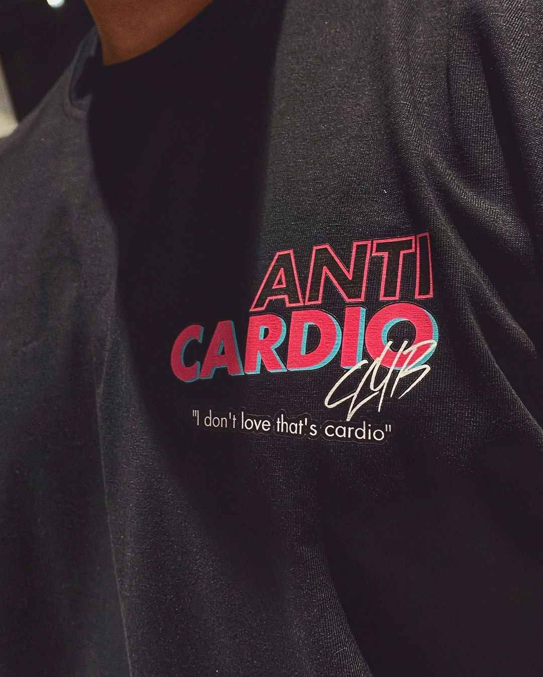Anti Cardio Gym Graphic Tee - Heavyweight Cotton Half Sleeve Relaxed Fit Streetwear Workout T-Shirt