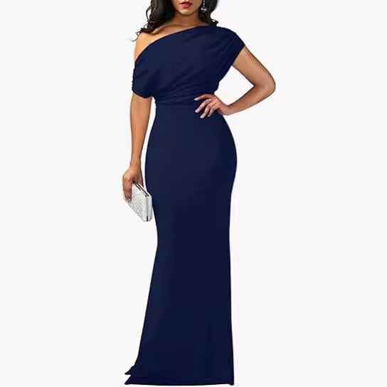 Long Formal Women's Party Dress - High Waist, Short Sleeve, Elegant & Versatile