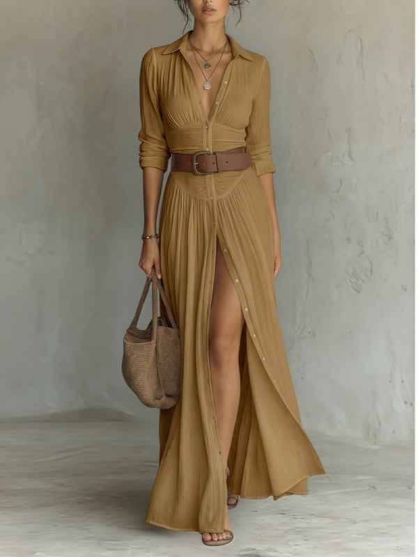 Women's V-Neck Long Maxi Dress - Elegant & Comfortable Casual Wear