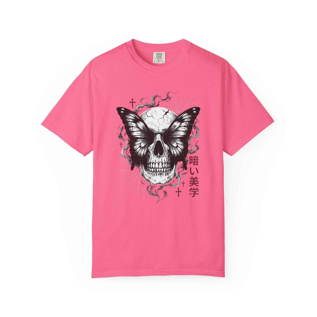 Dark Skull Butterfly Graphic Tee: Elegant & Comfortable