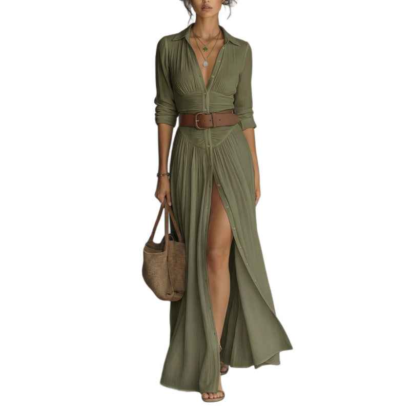 Women's V-Neck Long Maxi Dress - Elegant & Comfortable Casual Wear