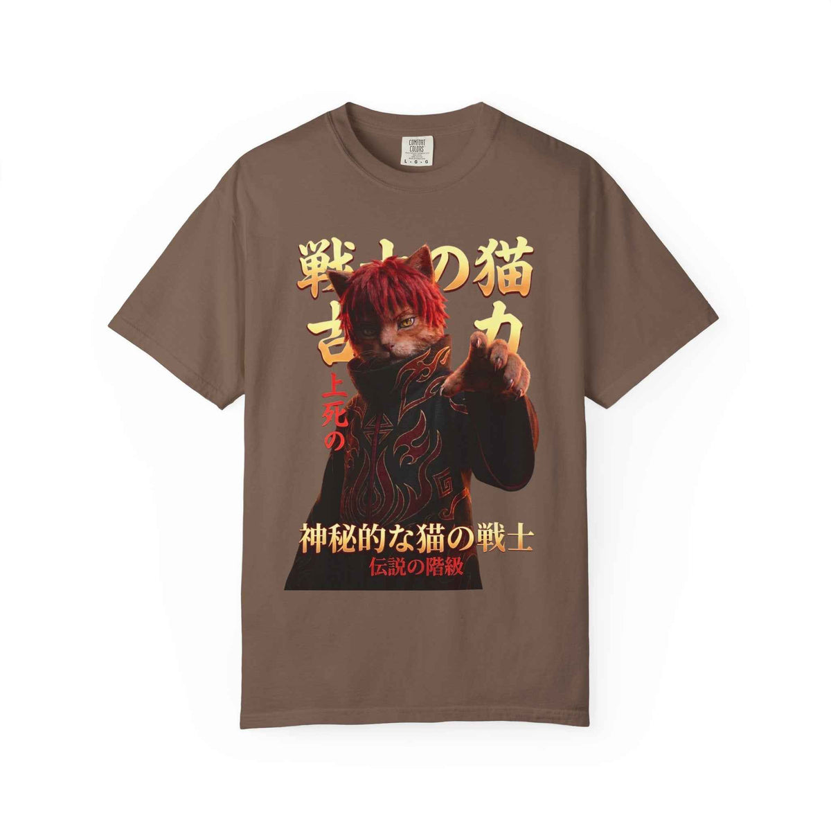 Premium Heavyweight Boxy Tee - Vintage Alternative Red Hair Cat Samurai Graphic T-Shirt | Dark Aesthetic Comfort Colors 1717