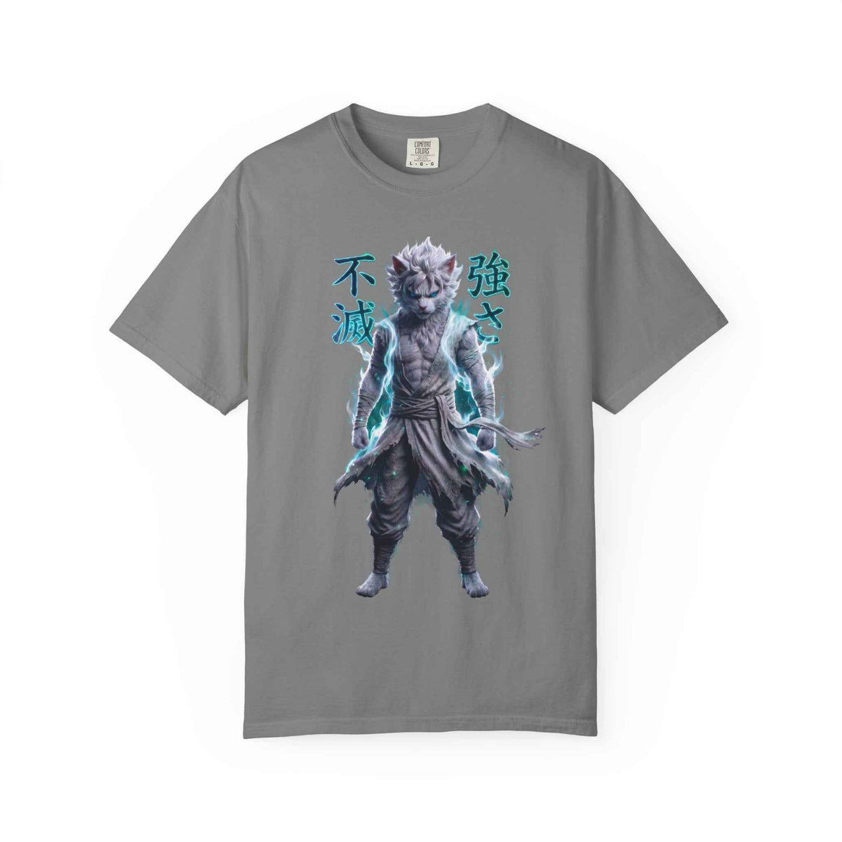 Cyberpunk Cat Warrior Graphic Tee - Harajuku Style, 100% Cotton Premium Tee
