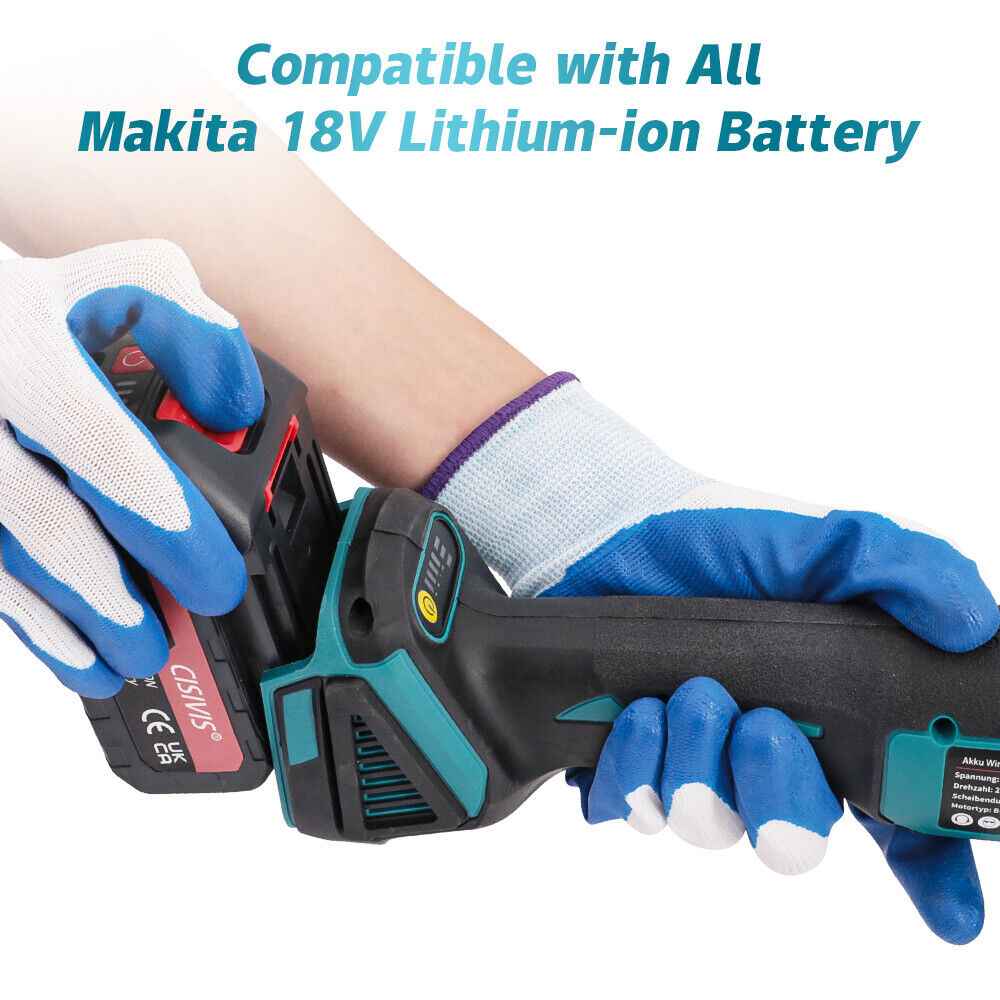 Cordless Angle Grinder 125mm 21V - Electric Rotary Tool w/2 Batteries