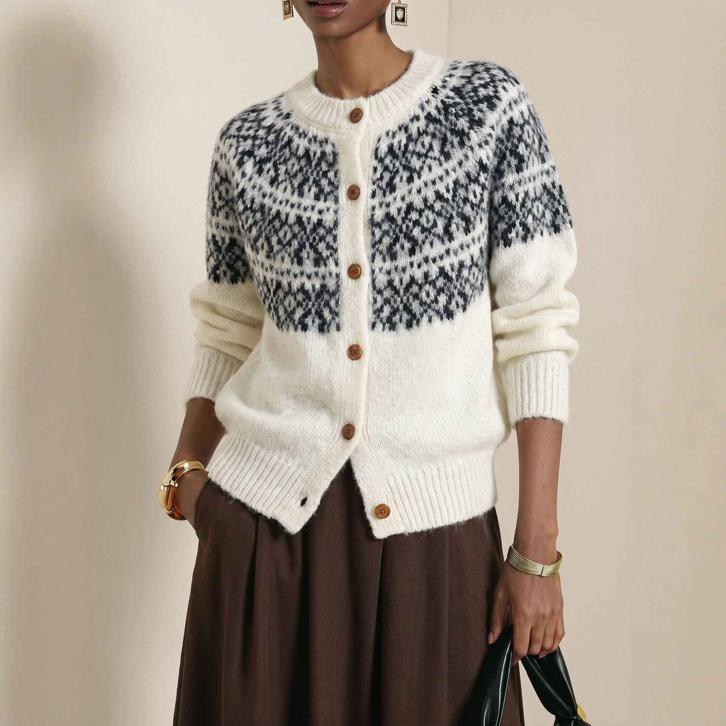 New Vintage-style Crew-neck Oversized Sweater Jacket