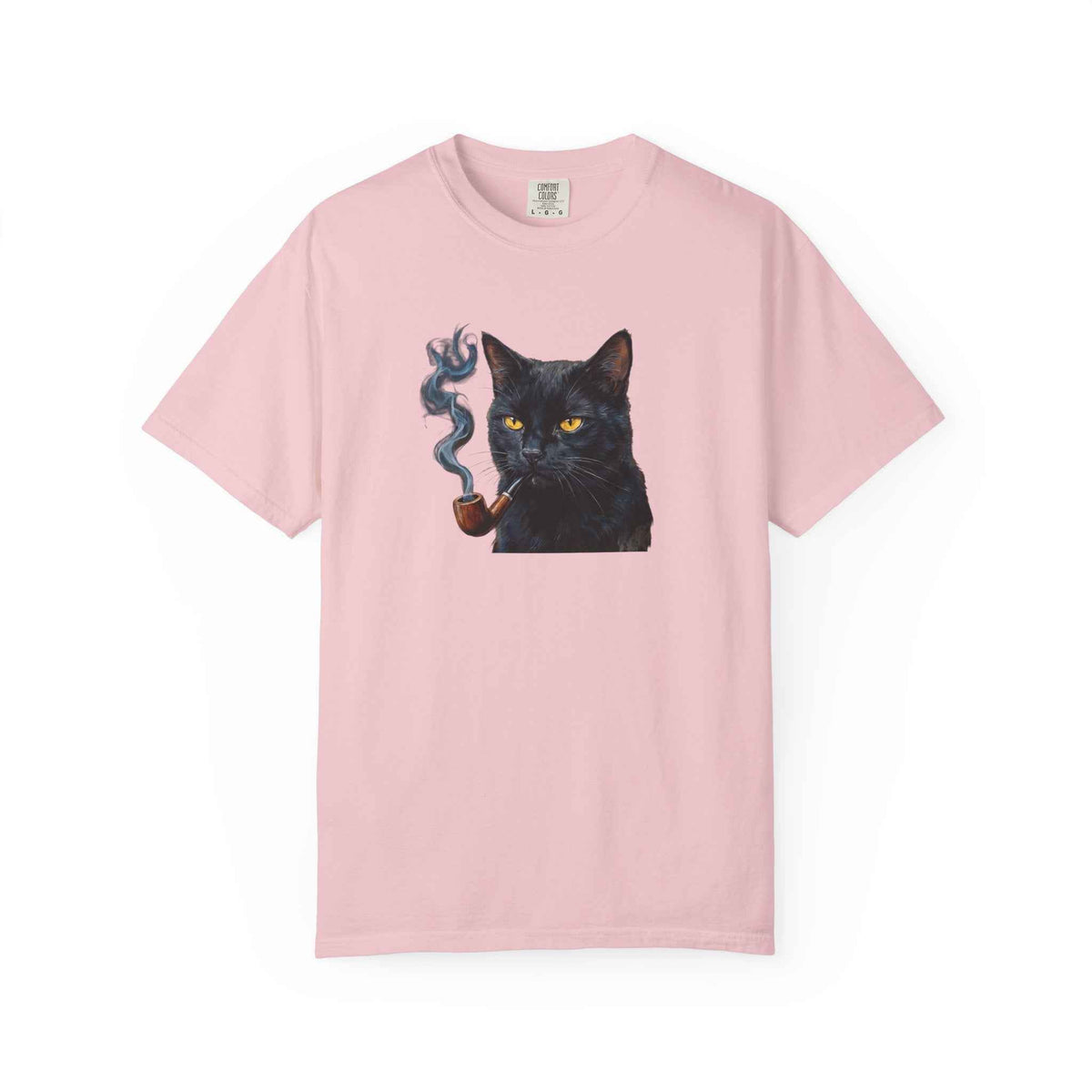 Smoking Cat Graphic T-Shirt — Vintage Noir Cat with Pipe Tee