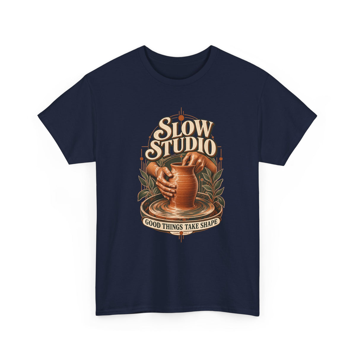 Slow Studio Pottery Wheel Graphic Tee | Good Things Take Shape | Gildan 5000