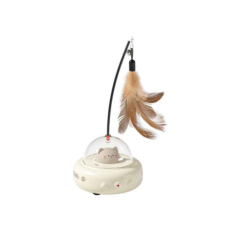 Smart Teaser Electric UFO Cat Teaser Stick with Bell & Replaceable Feathers