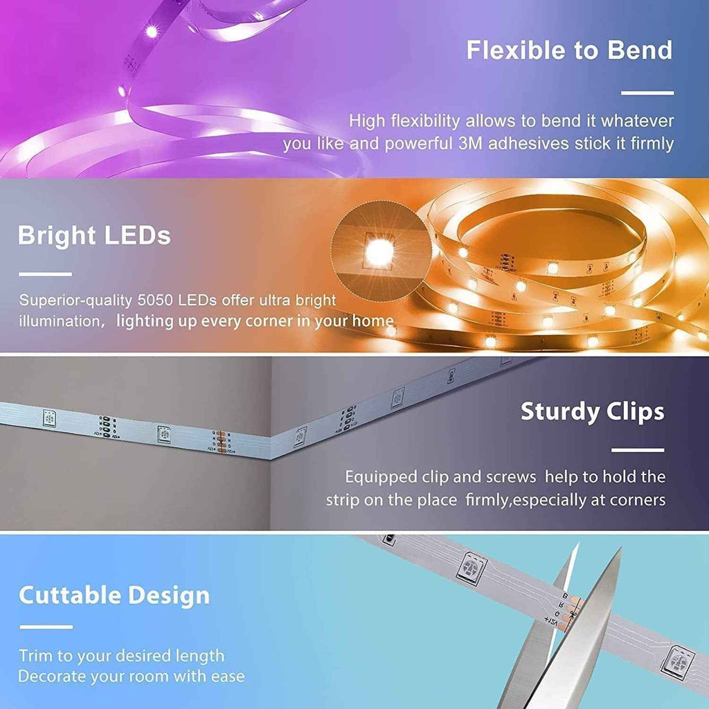 Intelligent RGB LED Strip Light - Bluetooth Sync, 16M Colors, App Control