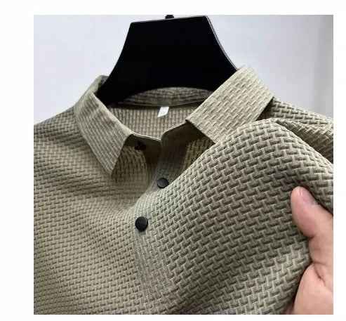Men's Lightweight Ice Silk Mesh Knit Polo Shirt - Breathable Urban Streetwear